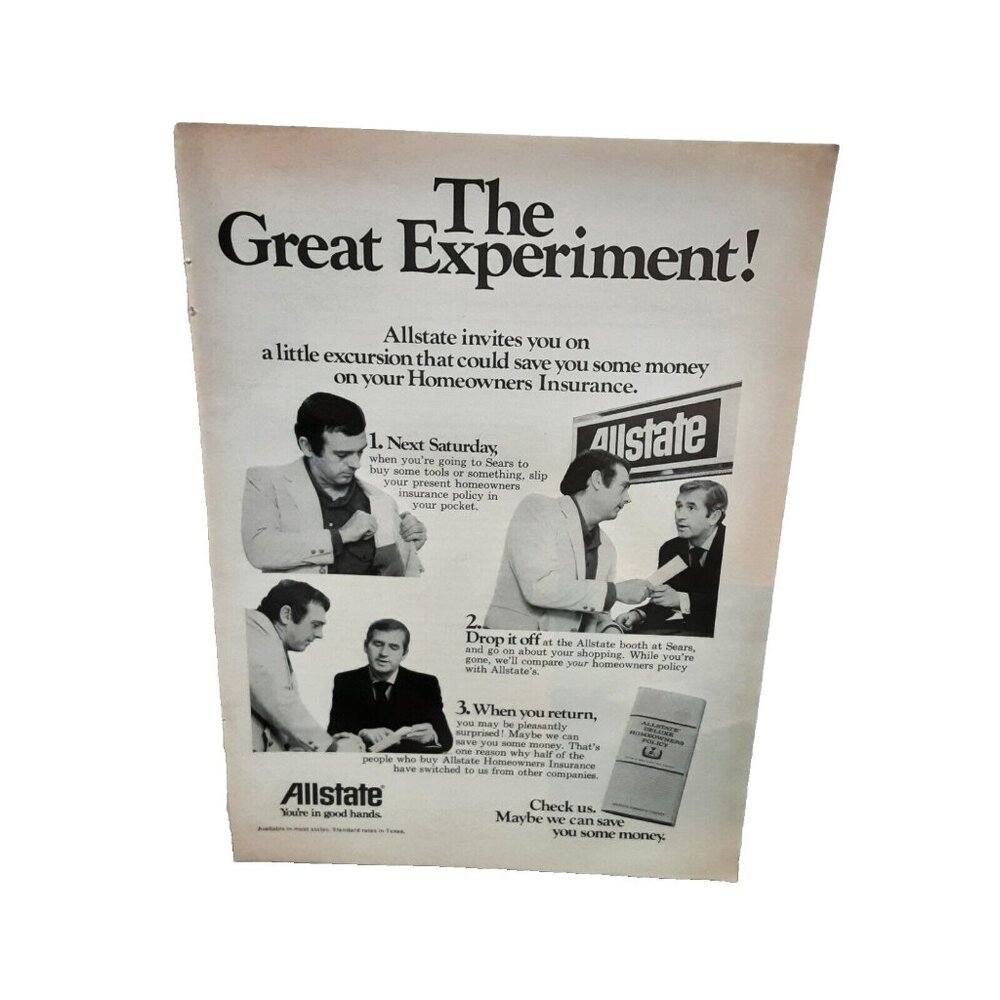 1974 Allstate Insurance Your In Good Hands All State Original Print Ad 70s
